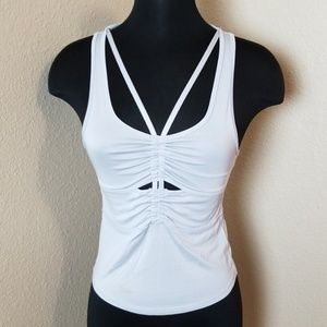 Free People Gray Ruched Front Crop Tank Top